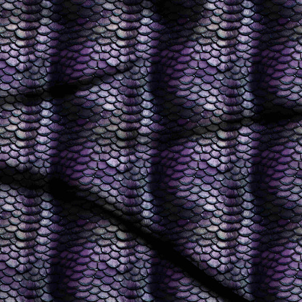 Amethyst Purple Iridescent Overlapping Reptilian Scales Print Fabric