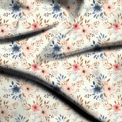dusty rose floral digital print fabric texture — medium scale closeup