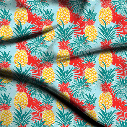 canary yellow tropical digital print fabric texture — medium scale closeup