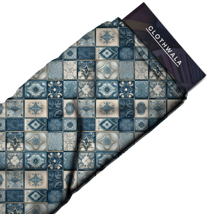 ivory cream geometric all-over print pattern — medium scale repeat layout