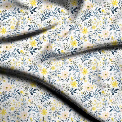 slate blue floral digital print fabric texture — fine scale closeup