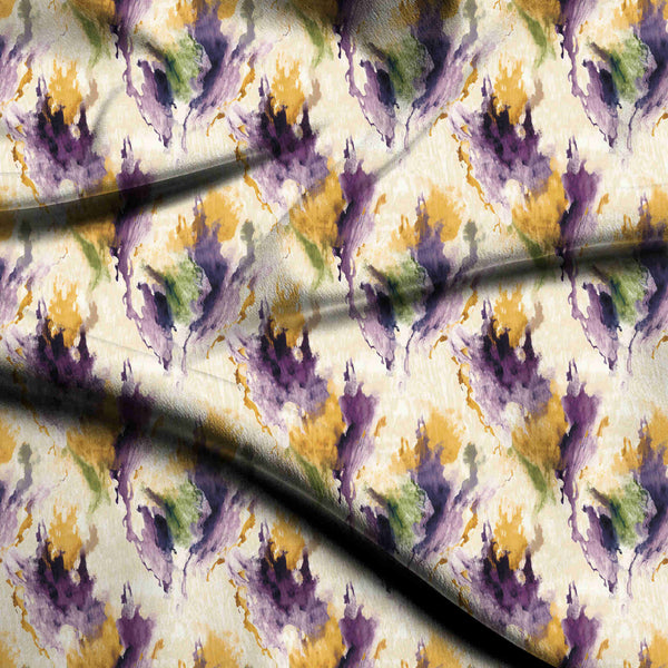 Deep Purple Abstract Watercolor Brushstrokes Print Fabric