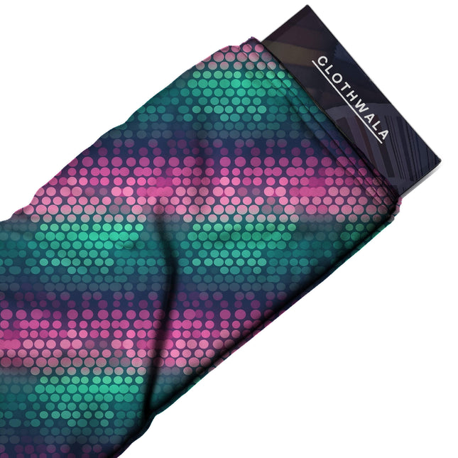 fuchsia pink polka print fabric draped — leggings styling