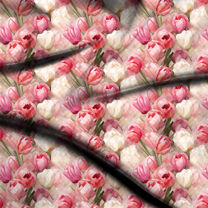 dusty rose floral digital print fabric texture — medium scale closeup