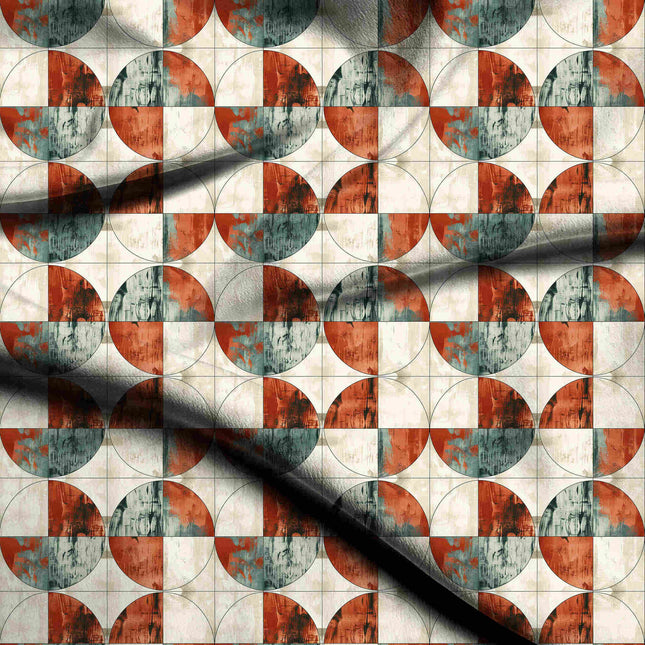 burnt sienna geometric print fabric draped — kaftan styling