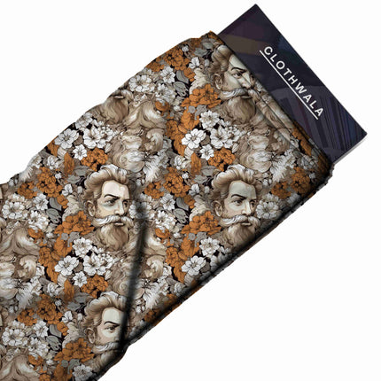 ivory cream floral fabric detail — digital print closeup