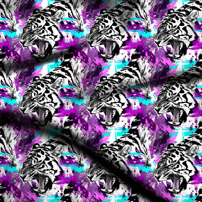 electric purple animal digital print fabric texture — large scale closeup