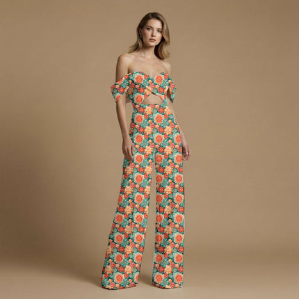 forest green floral print fabric draped — saree styling