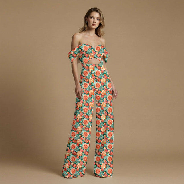 forest green floral print fabric draped — saree styling