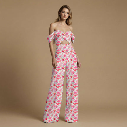 hot pink floral all-over print pattern — large scale repeat layout