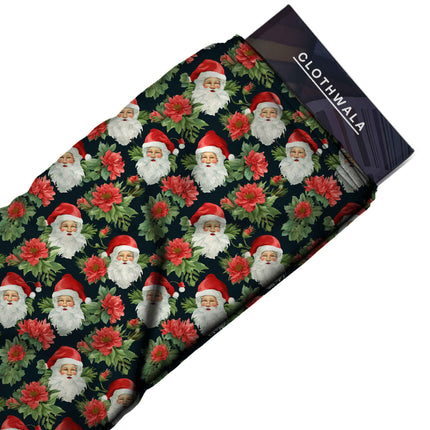 Forest Green Floral Digital Print Fabric for Dress | Regal Festive Wear - Image 2