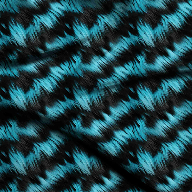 vivid teal animal digital print fabric texture — large scale closeup