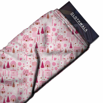 Blush Pink Floral Digital Print Fabric for Wrap Dress | Puja Wear - Image 7