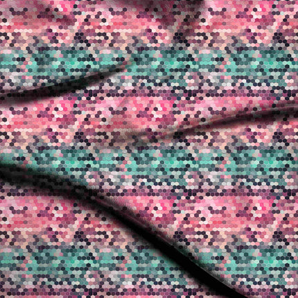 fuchsia pink geometric digital print fabric texture — fine scale closeup