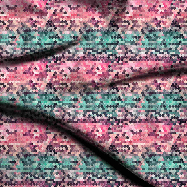 fuchsia pink geometric digital print fabric texture — fine scale closeup