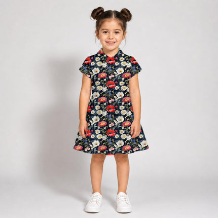 Navy Blue Floral Digital Print Fabric for Set | Urban Festival Wear - Image 6
