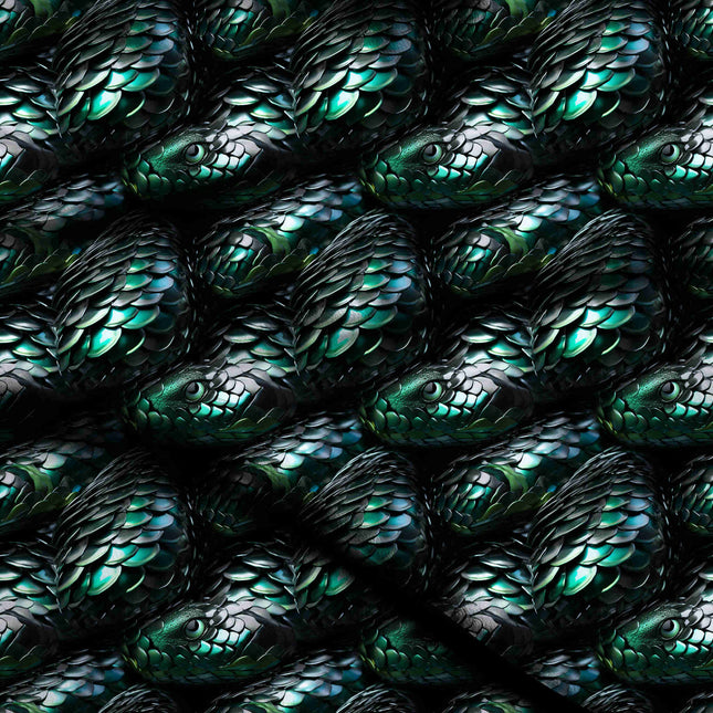 emerald green animal digital print fabric texture — medium scale closeup