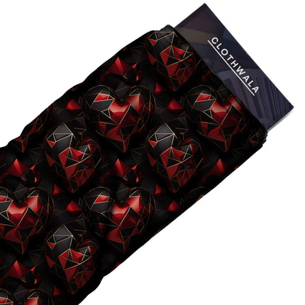 crimson red geometric all-over print pattern — large scale repeat layout