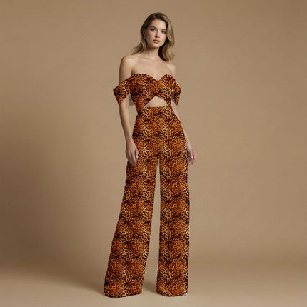 burnt sienna animal all-over print pattern — medium scale repeat layout