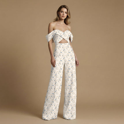 cornflower blue floral all-over print pattern — fine scale repeat layout