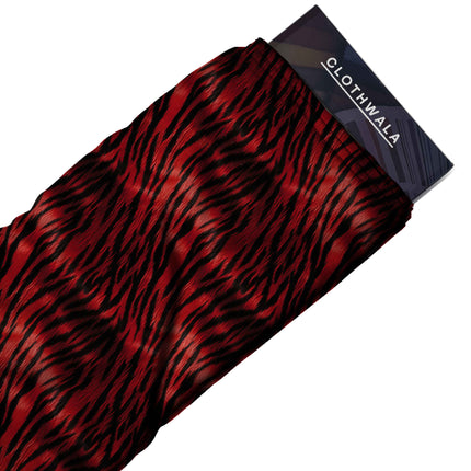 crimson red animal fabric detail — textured finish digital print closeup