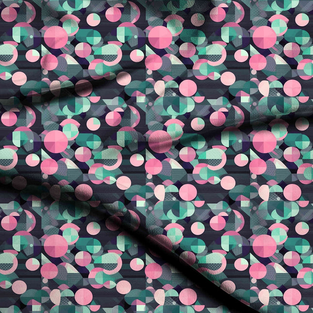 bubblegum pink geometric digital print fabric texture — medium scale closeup