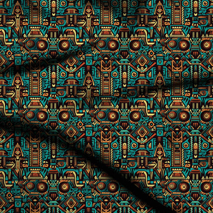 teal ethnic fabric detail — matte finish digital print closeup