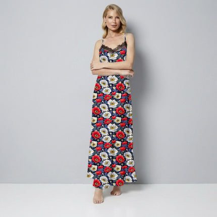 Midnight Blue Floral Digital Print Fabric for Dress | Whimsical Ethnic Wear - Image 4