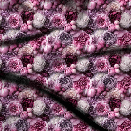 burgundy rose floral digital print fabric texture — medium scale closeup