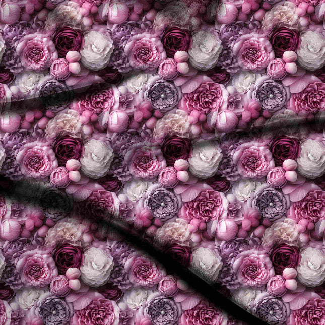 burgundy rose floral digital print fabric texture — medium scale closeup
