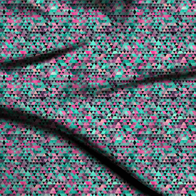 teal green geometric digital print fabric texture — fine scale closeup