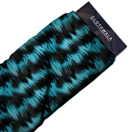 vivid teal animal all-over print pattern — large scale repeat layout