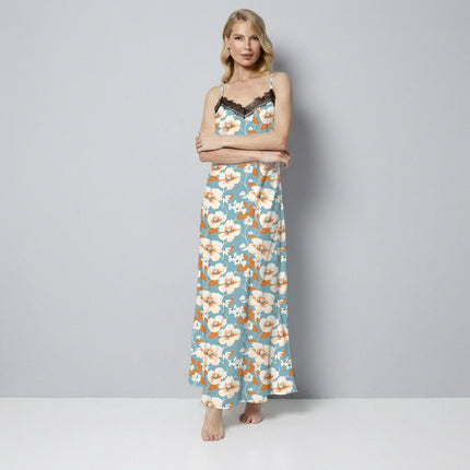 Sky Blue Floral Digital Print Fabric for Maxi | Romantic Garden Party - Image 5