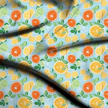 tangerine orange tropical digital print fabric texture — medium scale closeup