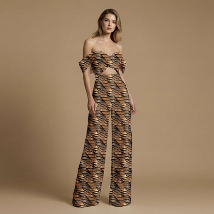 burnt sienna animal all-over print pattern — large scale repeat layout
