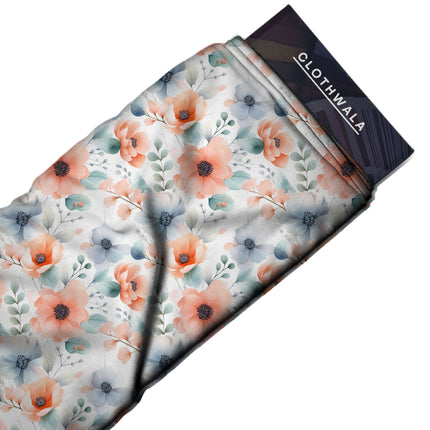 dusty rose floral fabric detail — matte finish digital print closeup