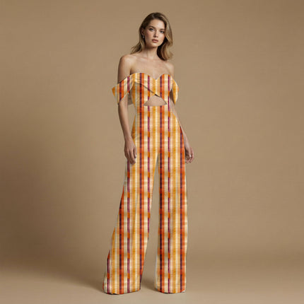 burnt orange stripes all-over print pattern — medium scale repeat layout
