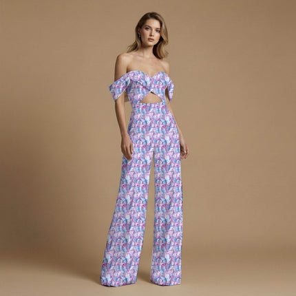 periwinkle blue floral all-over print pattern — medium scale repeat layout