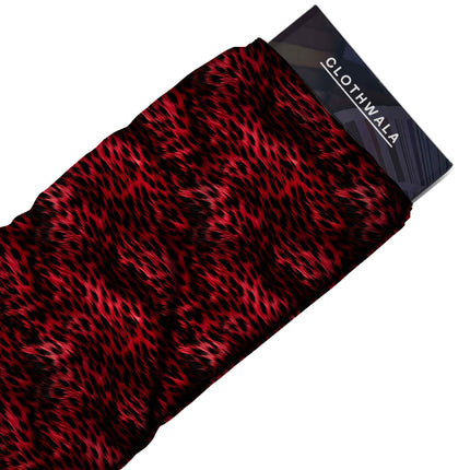 crimson red animal fabric detail — textured finish digital print closeup