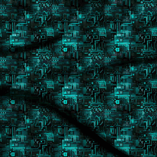 luminous teal geometric print fabric draped — modern kurti styling