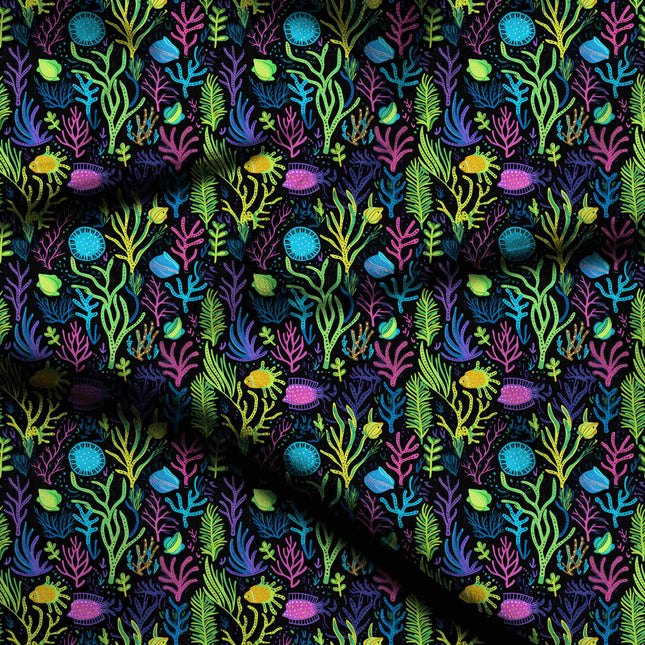 fuchsia tropical digital print fabric texture — medium scale closeup
