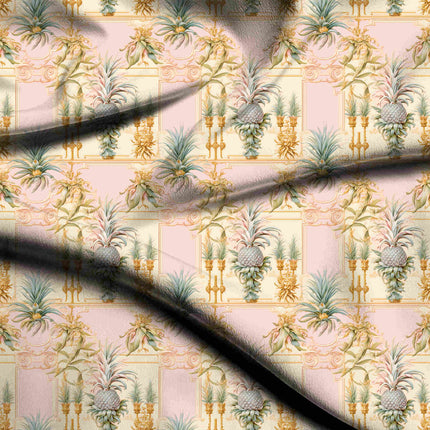 ivory cream floral digital print fabric texture — large scale closeup