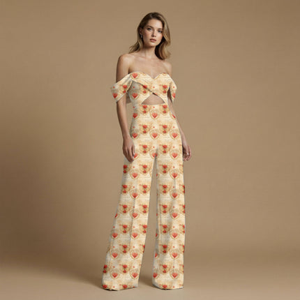 parchment beige floral all-over print pattern — medium scale repeat layout
