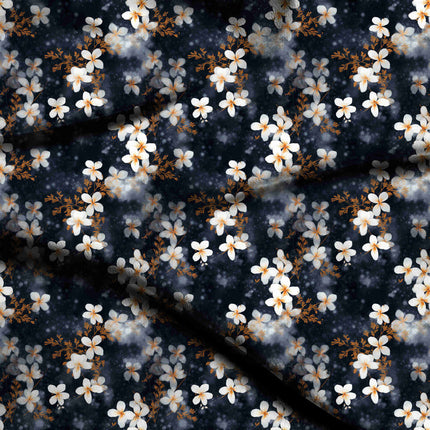 ivory cream floral digital print fabric texture — medium scale closeup