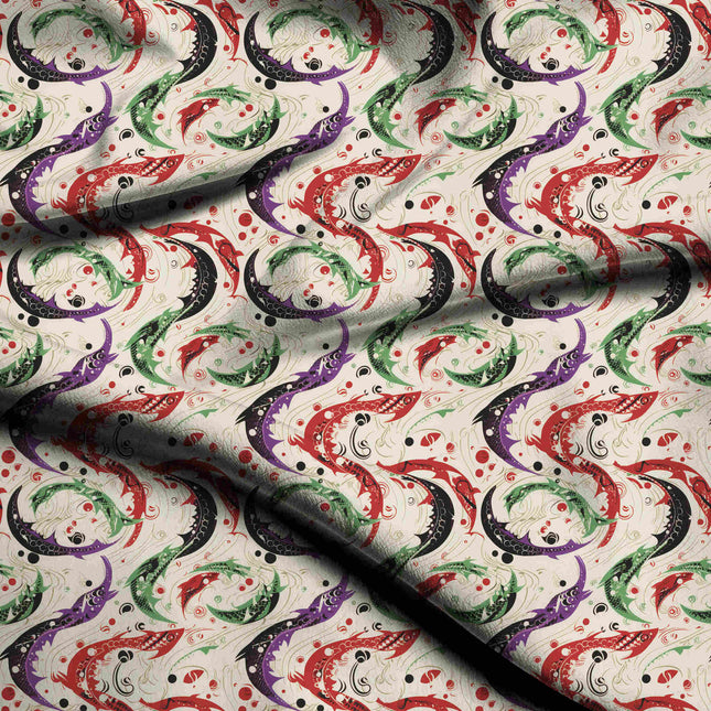 crimson red animal digital print fabric texture — medium scale closeup