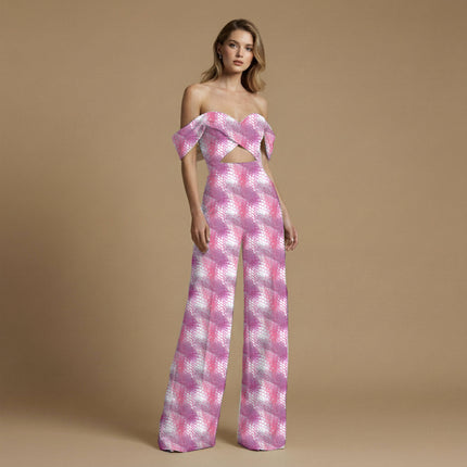 fuchsia pink animal print fabric draped — lehenga styling