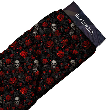 jet black floral all-over print pattern — medium scale repeat layout