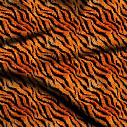 deep orange animal digital print fabric texture — large scale closeup
