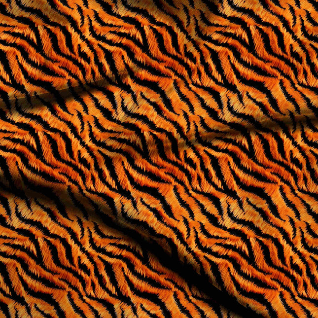 deep orange animal digital print fabric texture — large scale closeup