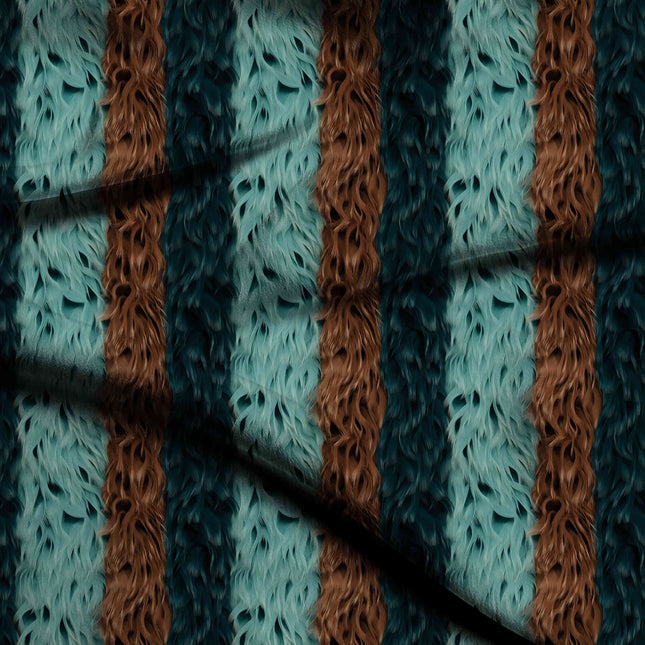 teal blue stripes digital print fabric texture — medium scale closeup